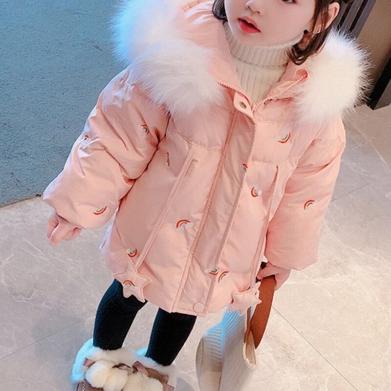 Kids Girls Big Fur Warm Cotton Padded Coat/Jacket childrensterritory