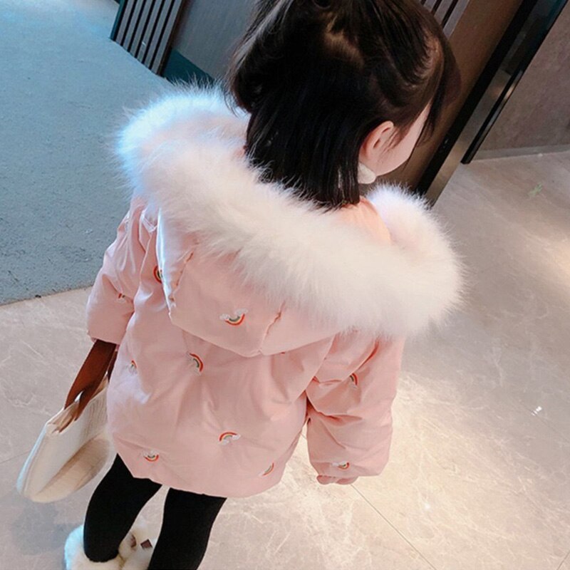Kids Girls Big Fur Warm Cotton Padded Coat/Jacket childrensterritory