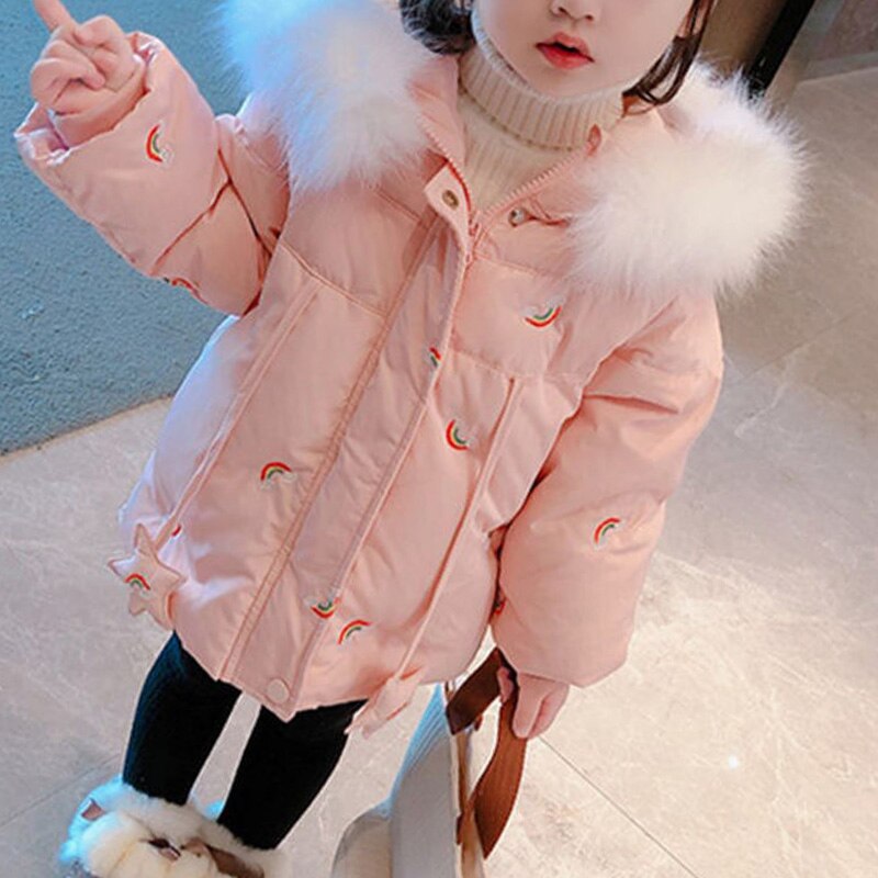 Kids Girls Big Fur Warm Cotton Padded Coat/Jacket childrensterritory