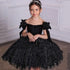 Kids Girls Black Feathers Ball Gown/Knee Length Gown childrensterritory