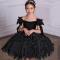 Kids Girls Black Feathers Ball Gown/Knee Length Gown childrensterritory