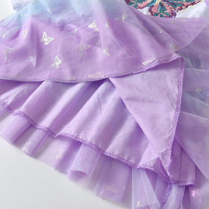 Kids Girls Butterfly Sequins Princess Dress childrensterritory