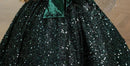 Kids Girls Emerald Green One Shoulder Glittery Party Dress childrensterritory