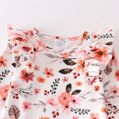 Kids Girls Floral Top with Rib Skirt Set childrensterritory