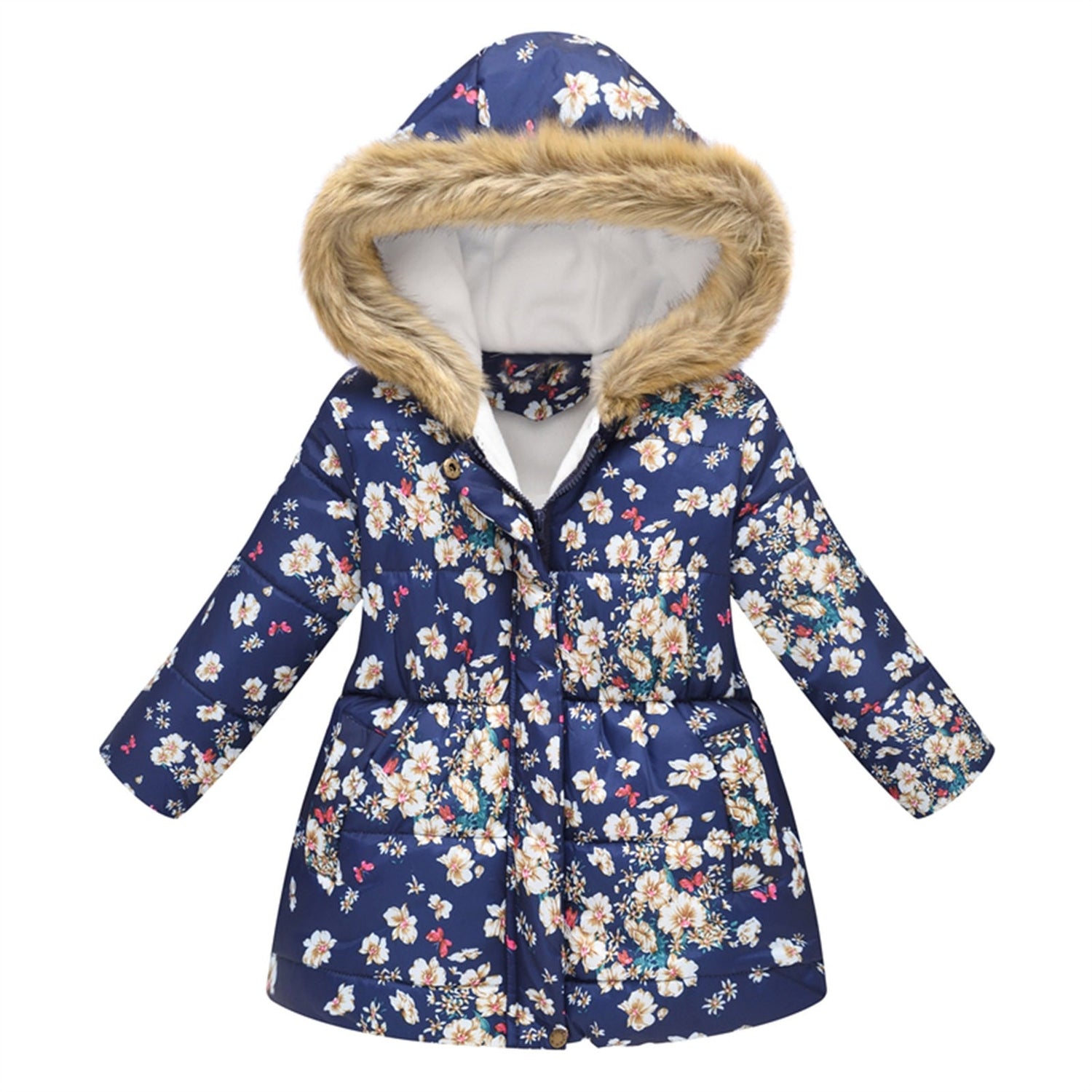 Kids Girls Fur Collar Hooded Winter Parka/Jacket childrensterritory