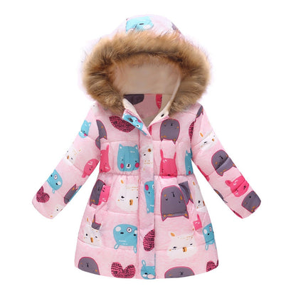 Kids Girls Fur Collar Hooded Winter Parka/Jacket childrensterritory