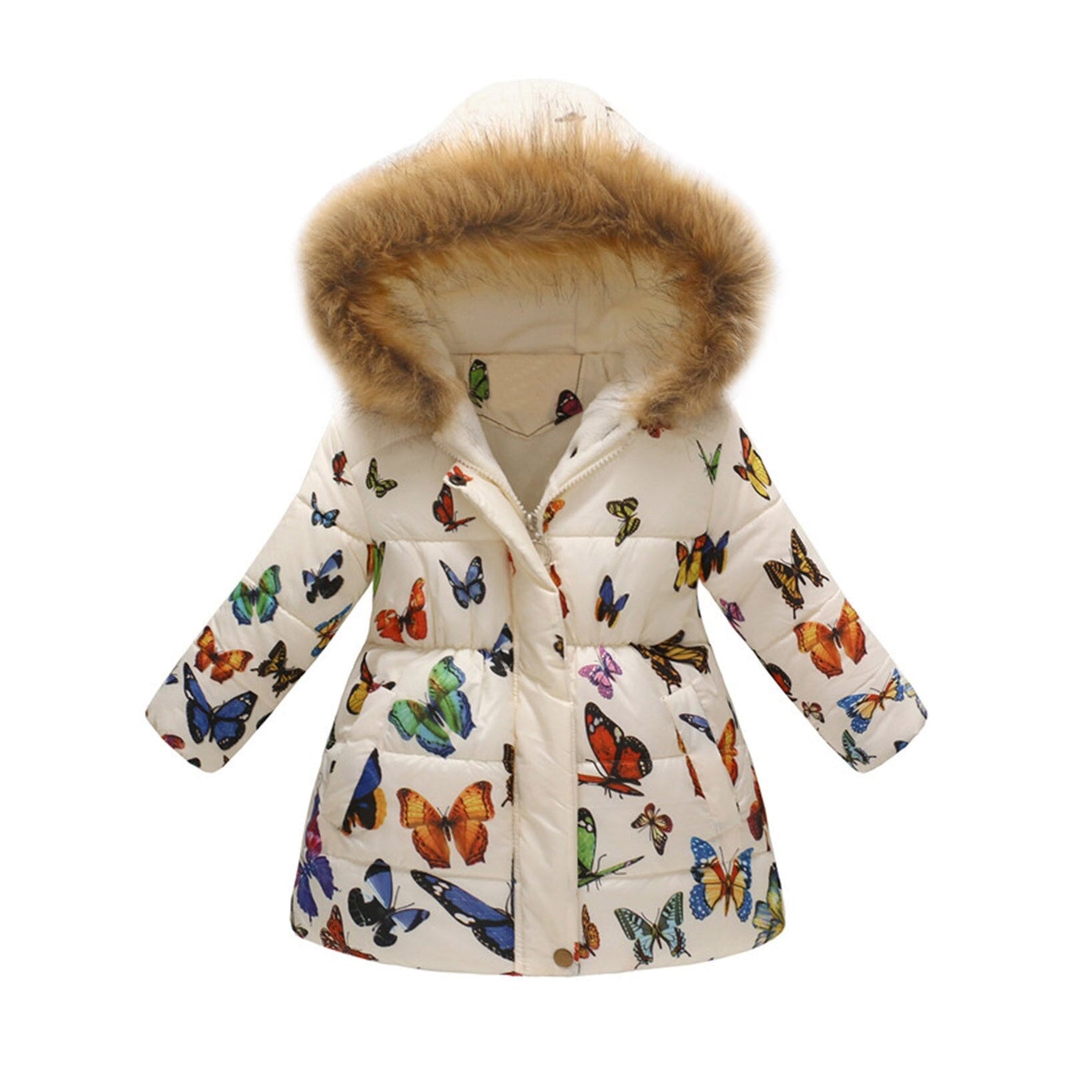Kids Girls Fur Collar Hooded Winter Parka/Jacket childrensterritory
