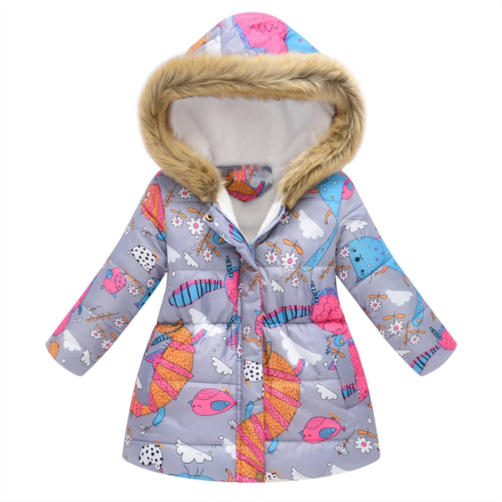 Kids Girls Fur Collar Hooded Winter Parka/Jacket childrensterritory