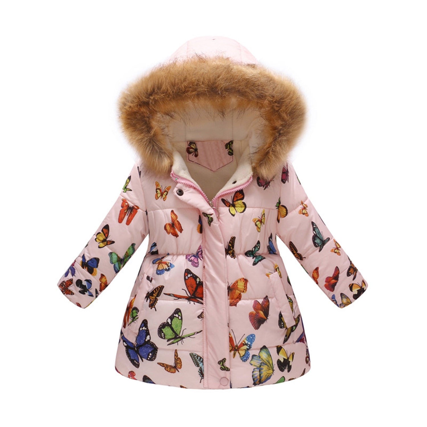 Kids Girls Fur Collar Hooded Winter Parka/Jacket childrensterritory