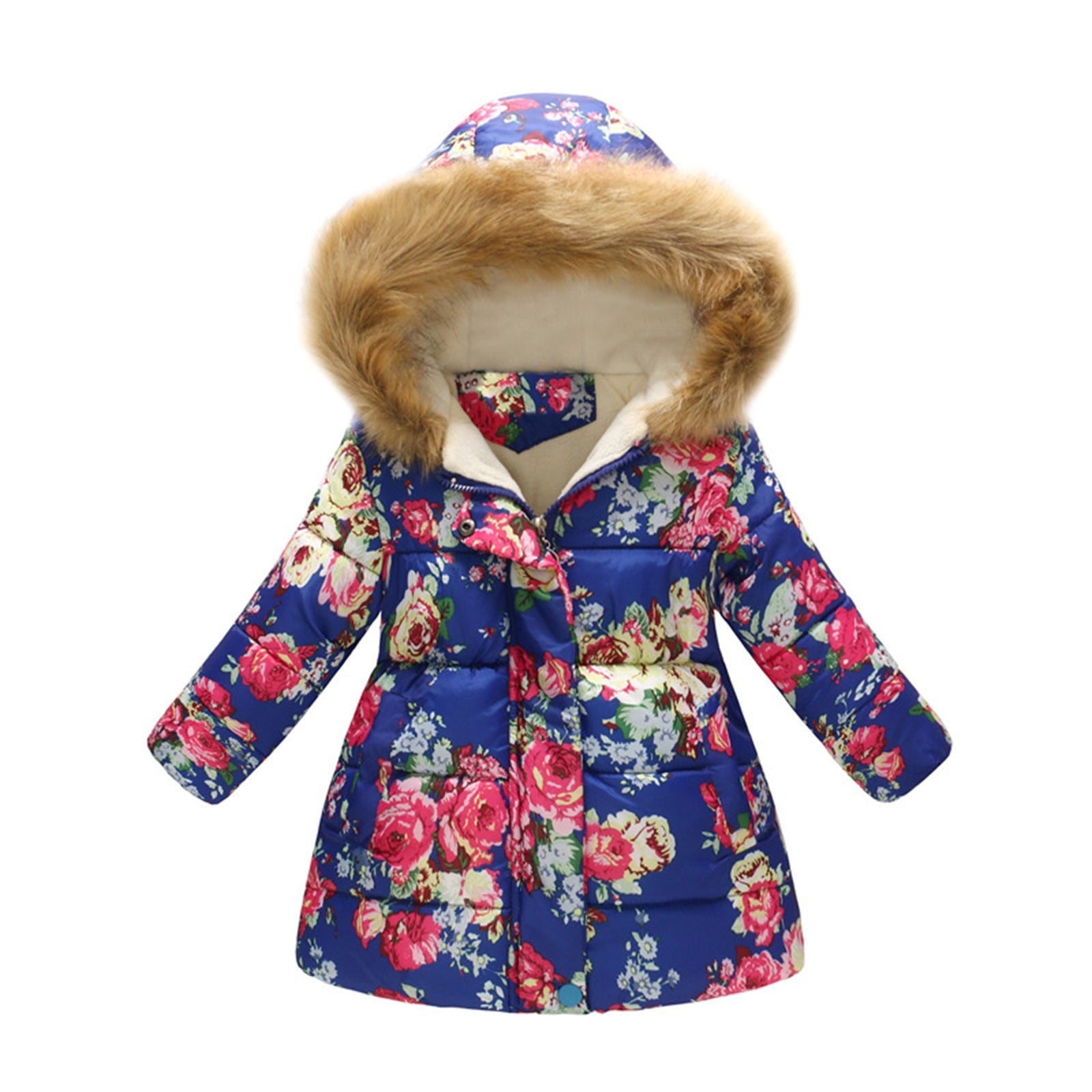 Kids Girls Fur Collar Hooded Winter Parka/Jacket childrensterritory