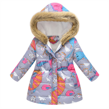 Kids Girls Fur Collar Hooded Winter Parka/Jacket childrensterritory