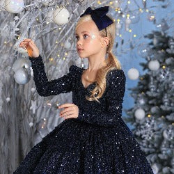 Kids Girls Glitter Sequin Pageant Party Gown childrensterritory