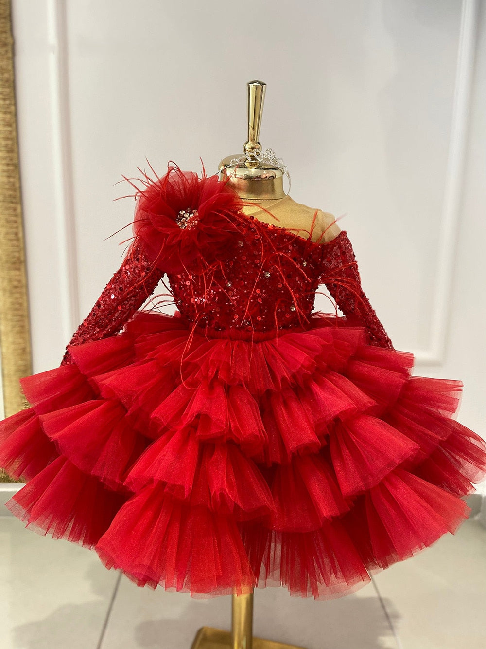 Kids Girls Glitter Sequin Puffy Princess Dresses childrensterritory