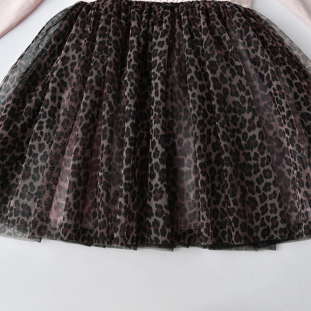 Kids Girls Leopard Gauze Skirt Party Dress/Ball Gowns childrensterritory