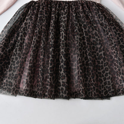 Kids Girls Leopard Gauze Skirt Party Dress/Ball Gowns childrensterritory