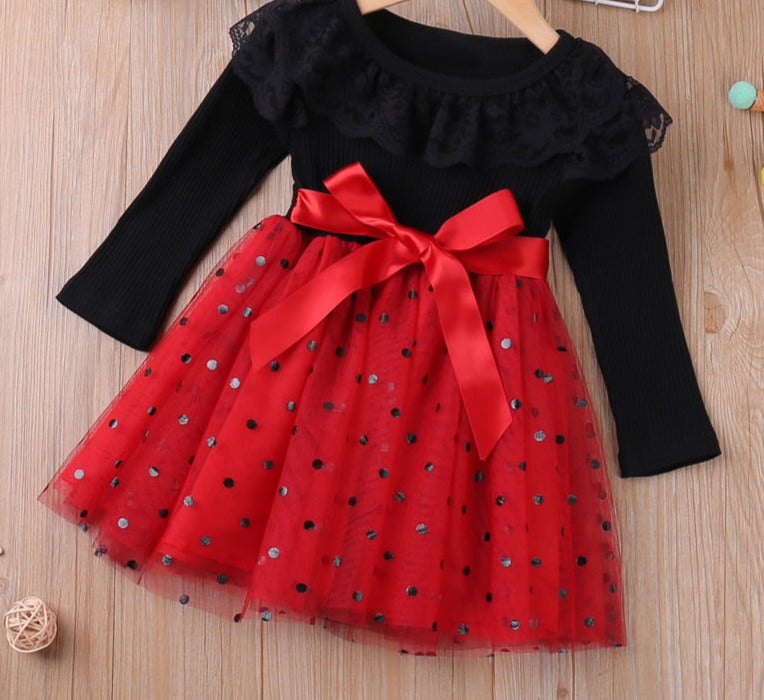 Kids Girls Long Sleeve Dress Patchwork Princess Dress childrensterritory
