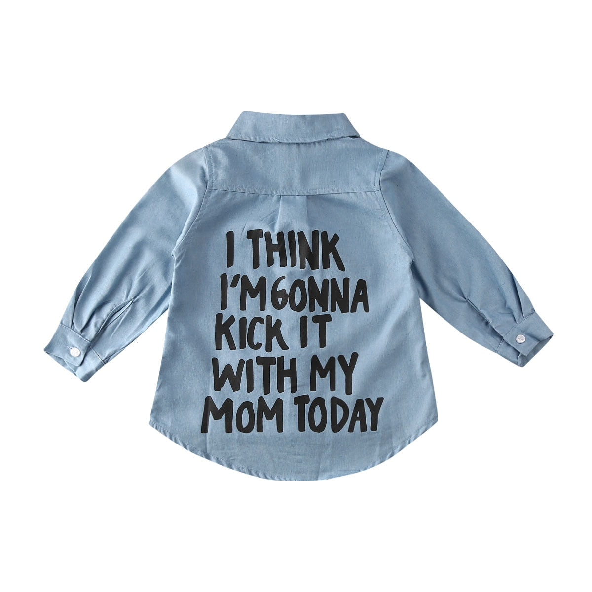 Kids Girls Long Sleeve Letter Print Denim Shirt childrensterritory