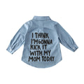 Kids Girls Long Sleeve Letter Print Denim Shirt childrensterritory