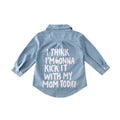 Kids Girls Long Sleeve Letter Print Denim Shirt childrensterritory