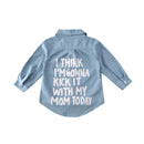 Kids Girls Long Sleeve Letter Print Denim Shirt childrensterritory