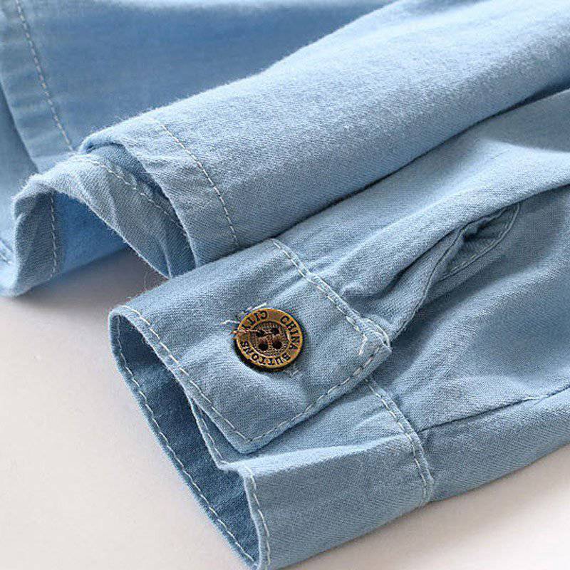 Kids Girls Long Sleeve Mandarin Collar Denim Shirt/Top childrensterritory