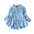 Kids Girls Long Sleeve Mandarin Collar Denim Shirt/Top childrensterritory