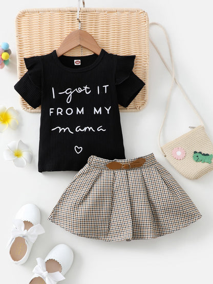 Kids Girls Print Top + Lattice Skirt 2Pcs Dress childrensterritory