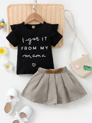 Kids Girls Print Top + Lattice Skirt 2Pcs Dress childrensterritory