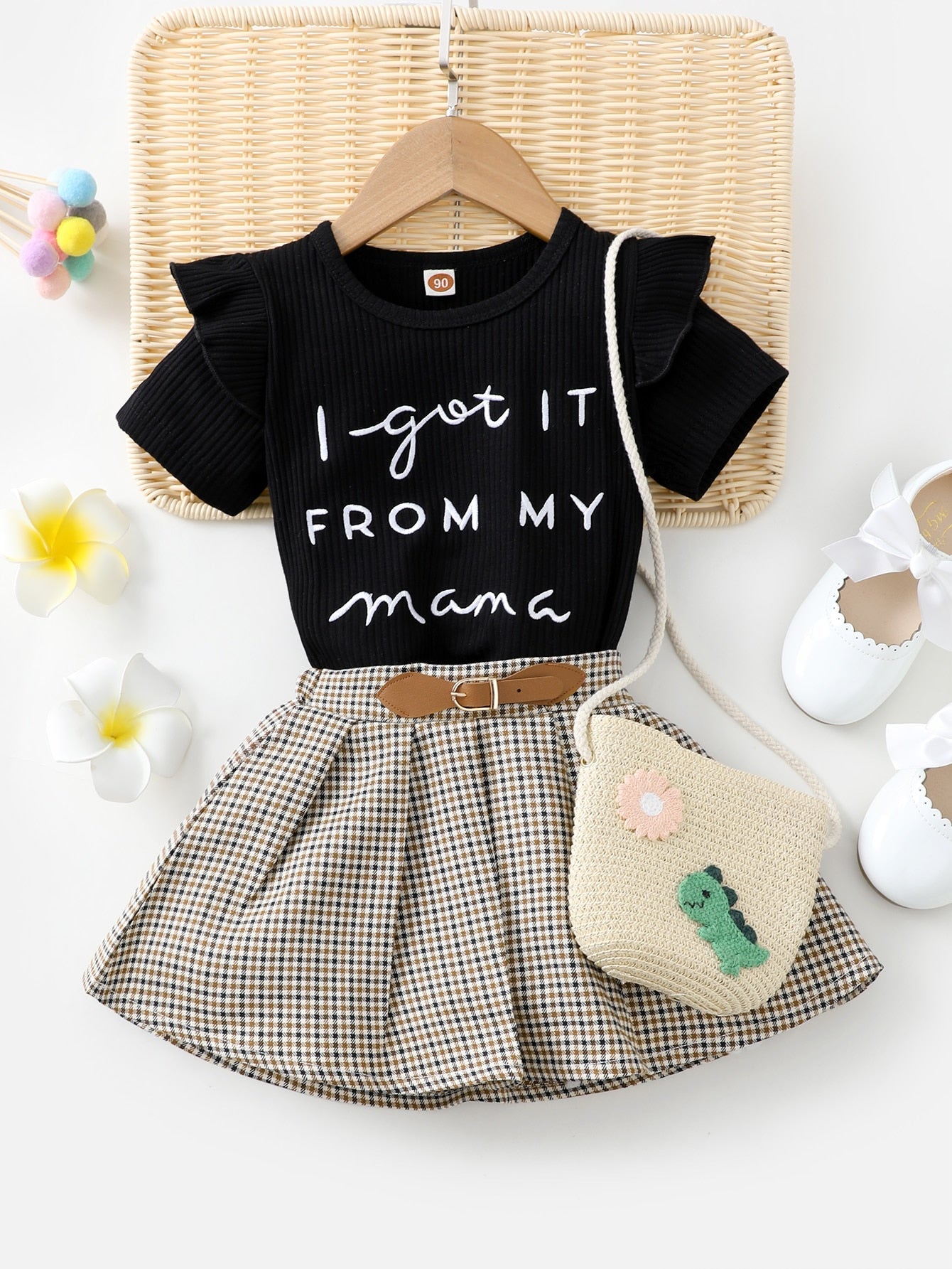 Kids Girls Print Top + Lattice Skirt 2Pcs Dress childrensterritory