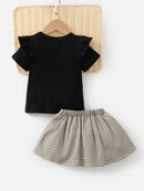 Kids Girls Print Top + Lattice Skirt 2Pcs Dress childrensterritory