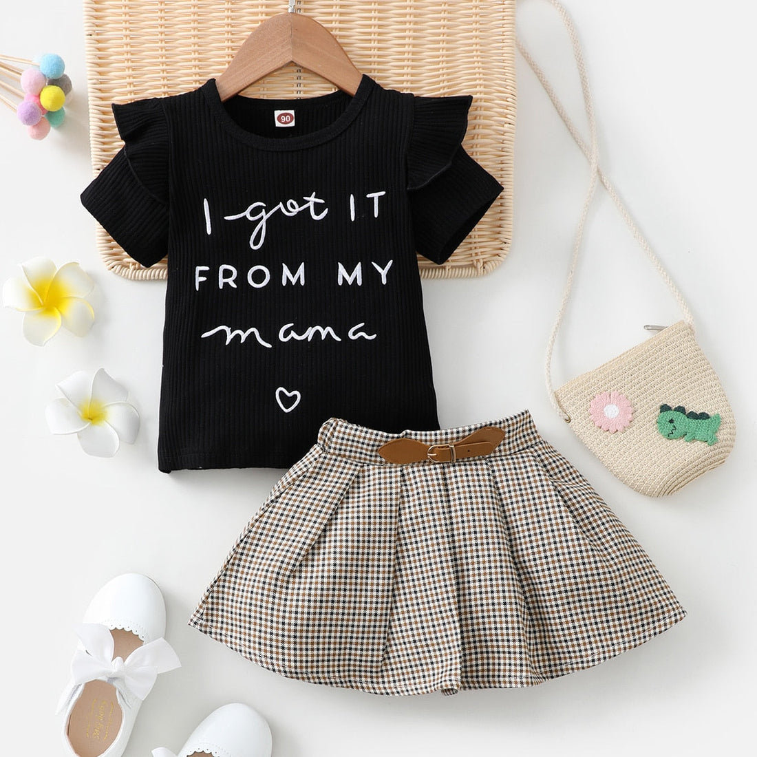 Kids Girls Print Top + Lattice Skirt 2Pcs Dress childrensterritory