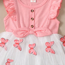 Kids Girls Ruffle Butterfly Pattern Tutu Party Dress childrensterritory