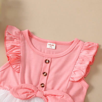 Kids Girls Ruffle Butterfly Pattern Tutu Party Dress childrensterritory