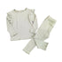Kids Girls Ruffle Pajamas Sets/Solid Long Sleeve Sleepwear Set childrensterritory