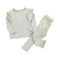 Kids Girls Ruffle Pajamas Sets/Solid Long Sleeve Sleepwear Set childrensterritory