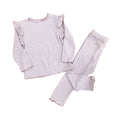 Kids Girls Ruffle Pajamas Sets/Solid Long Sleeve Sleepwear Set childrensterritory
