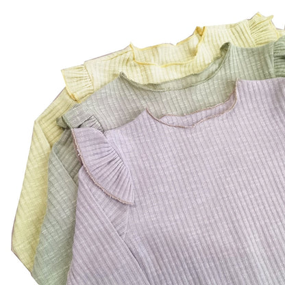 Kids Girls Ruffle Pajamas Sets/Solid Long Sleeve Sleepwear Set childrensterritory