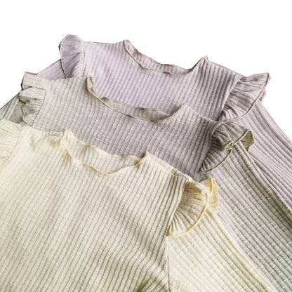 Kids Girls Ruffle Pajamas Sets/Solid Long Sleeve Sleepwear Set childrensterritory