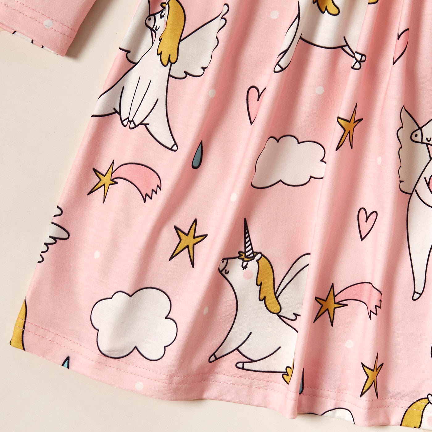 Kids Girls Ruffled Cartoon Print Midi Dress childrensterritory