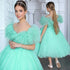 Kids Girls Ruffles Sleeves Sheer O Neck Sequined Party Dress childrensterritory