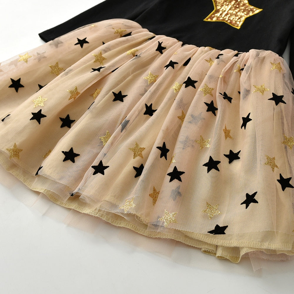 Kids Girls Star Sequins Princess Party Dress childrensterritory