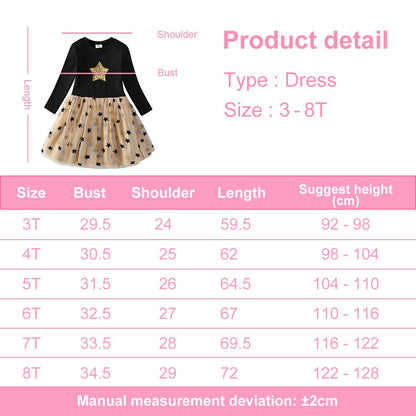 Kids Girls Star Sequins Princess Party Dress childrensterritory