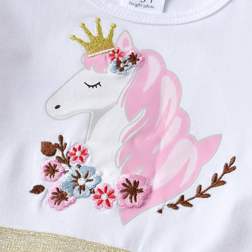 Kids Girls Unicorn Print Tulle Princess Dress childrensterritory