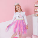 Kids Girls Unicorn Print Tulle Princess Dress childrensterritory