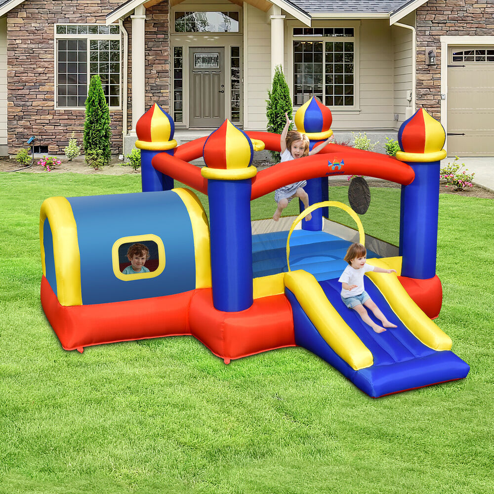 Kids Inflatable Castle w/ Slide &amp; 550W Blower childrensterritory