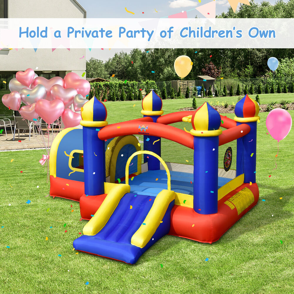Kids Inflatable Castle w/ Slide &amp; 550W Blower childrensterritory