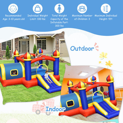 Kids Inflatable Castle w/ Slide &amp; 550W Blower childrensterritory