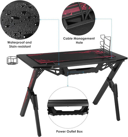 Kids K-Shaped Gaming Desk With Multiple Features childrensterritory