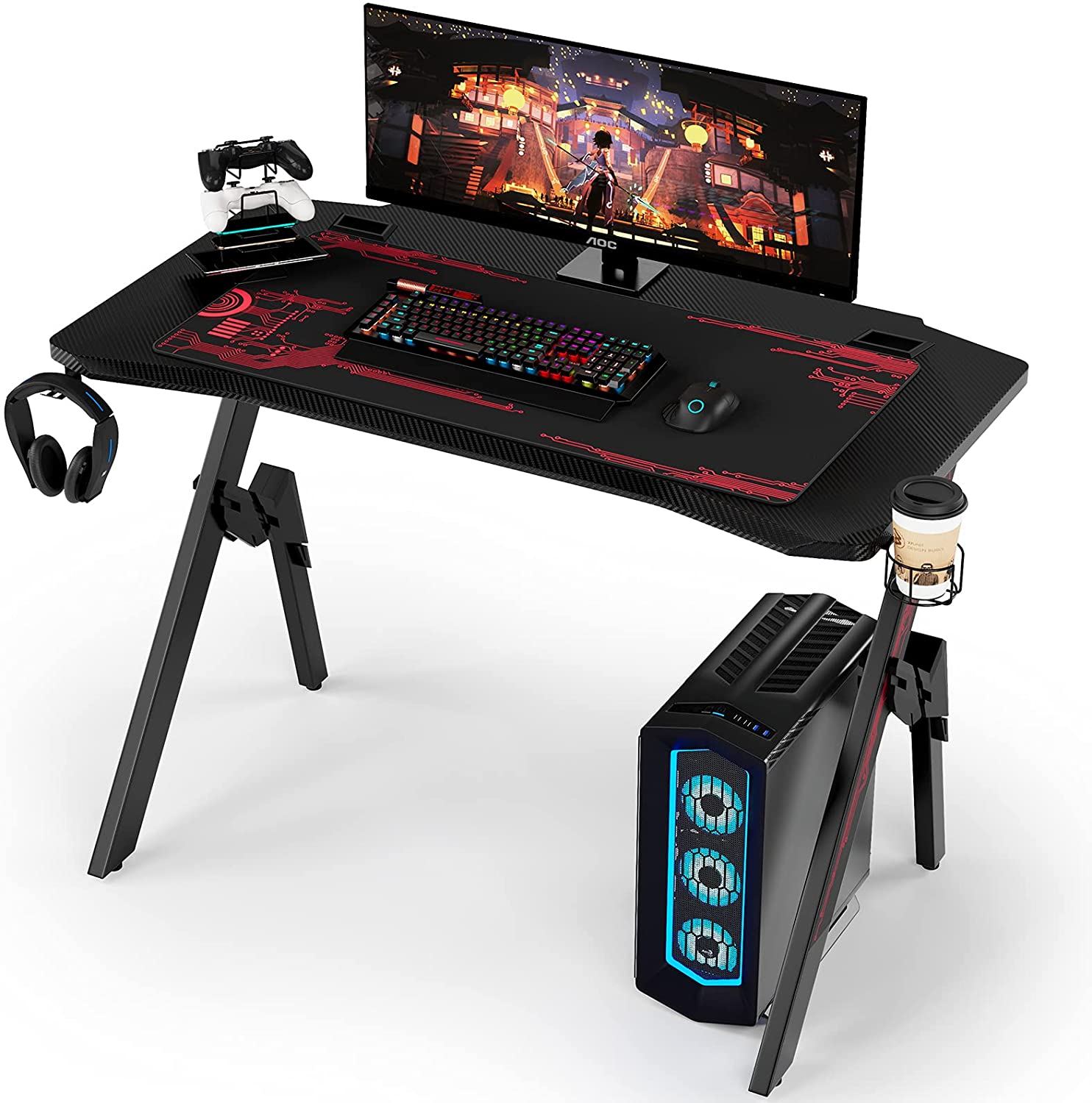 Kids K-Shaped Gaming Desk With Multiple Features childrensterritory