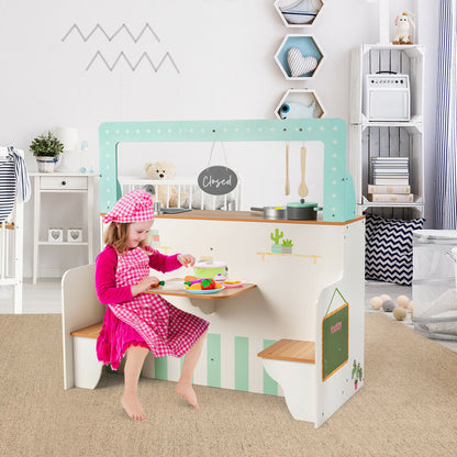 Kids Kitchen &amp; Diner Restaurant Wooden Pretend Cooking Playset childrensterritory